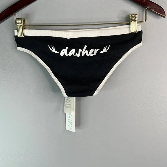 MINKPINK NWT 3 Pc Christmas Sleepwear White Black Green Eggnog Elves Dasher XS - Picture 5 of 8